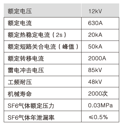 带SF6负荷开关电缆分接箱技术参数