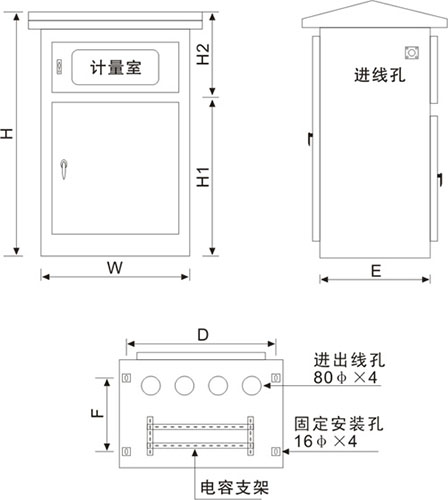 不锈钢户外综合配电箱外形尺寸图