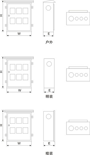 不锈钢单相电表箱外形尺寸图